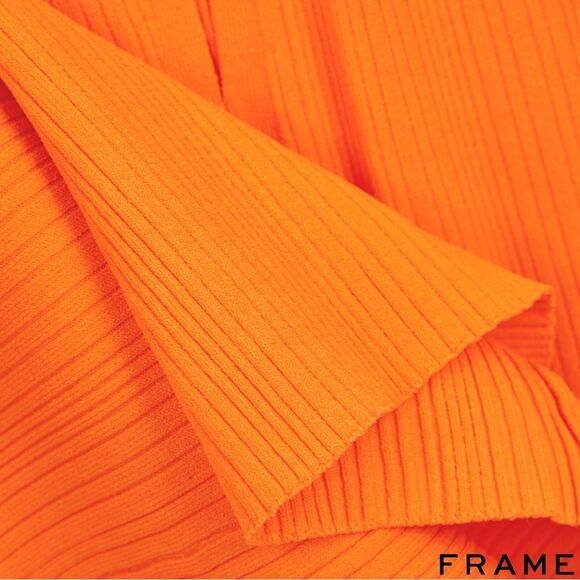 FRAME **NWT** Mixed Rib Cutout Skirt in Bright Tangerine - Picture 13 of 15